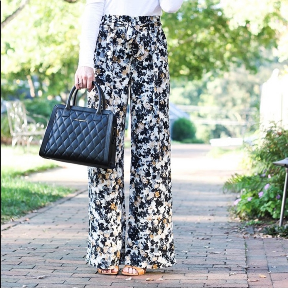 Leith Floral High Waisted Wide Leg Pants XS